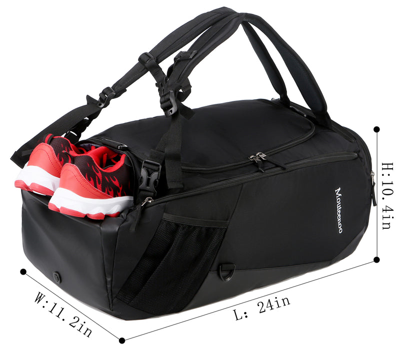 Mouteenoo Reise-Duffel-Rucksack mit Schuhfach Wasserabweisende Sport-Duffle-Sporttasche mit Schultergurten für Männer und Frauen